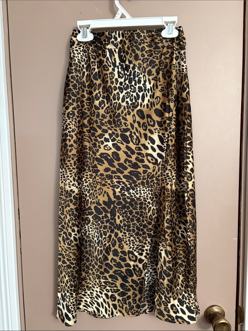 Francesca's Collections Leopard Print Satin Maxi Skirt - Brown & Black